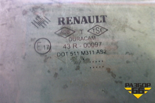 Стекло двери задней правой для Renault Symbol с 2008г