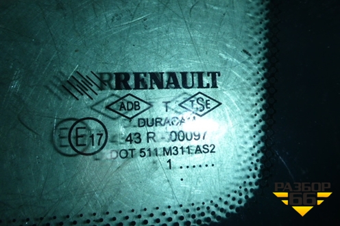 Стекло глухое правое для Renault Symbol с 2008г