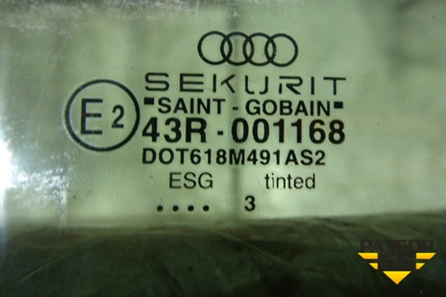 Стекло двери задней правой (не пакет) для Audi A8 с 2002-2010г