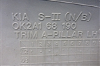 Обшивка стойки лобового стекла левая (0K2A168190) для Kia Shuma с 2001-2004г