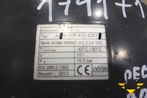 Ресивер воздушный  (10л) (A0064324201) для Mercedes Benz  TRUCK Axor 2 с 2004г