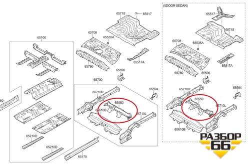 Кузовной элемент (усилитель пола новый) (658504L100) для Kia Rio с 2011-2016г
