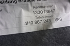 Обшивка стойки центральная нижняя левая (4H0867243) для Audi A8 с 2009-2017г