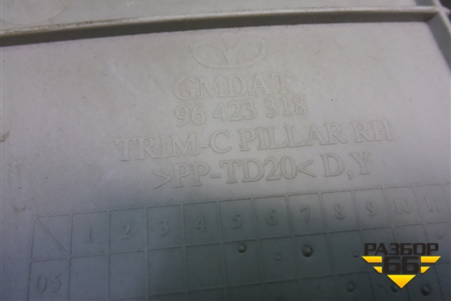 Обшивка стойки задняя верхняя правая (хетчбэк) (96423318) для Chevrolet Aveo (T200) с 2003-2008