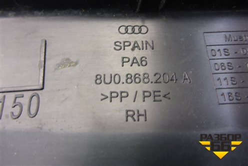 Накладка на торпедо (боковая правая) (8U0868204A) для Audi Q3 с 2011-2018г