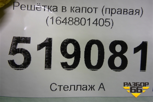 Решетка в капот (правая) (1648801405) для Mercedes Benz ML-Klass W164 c 2005-2011г