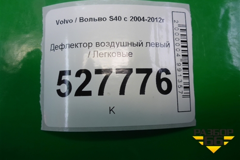 Дефлектор воздушный левый для Volvo S40 с 2004-2012г