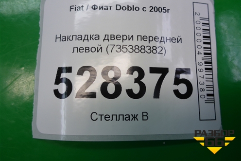 Накладка двери передней левой (735388382) для Fiat Doblo с 2005-2015г