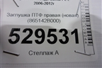 Заглушка ПТФ правая (новая) (865142B000) для Hyundai Santa Fe с 2005-2012г