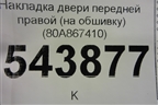 Накладка двери передней правой (на обшивку) (80A867410) для Audi Q5 с 2017г