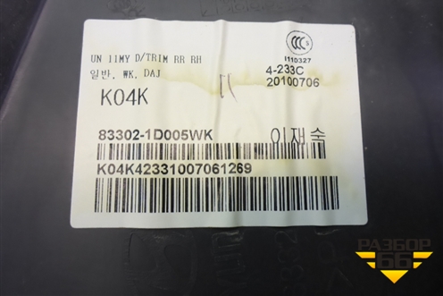 Обшивка двери задней правой под электрику для Kia Carens с 2006-2012г