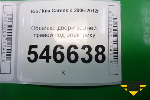 Обшивка двери задней правой под электрику для Kia Carens с 2006-2012г