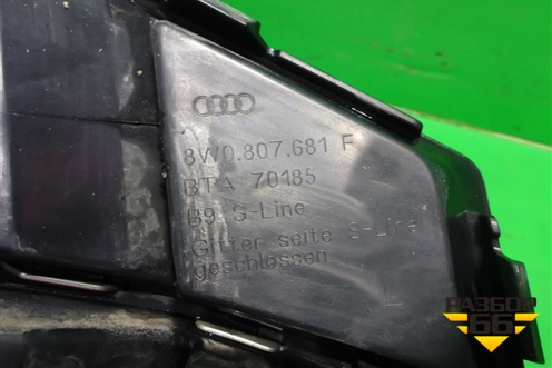 Решетка в передний бампер левая (S-Line) (8W0807681F) для Audi A4 (В9) с 2015г