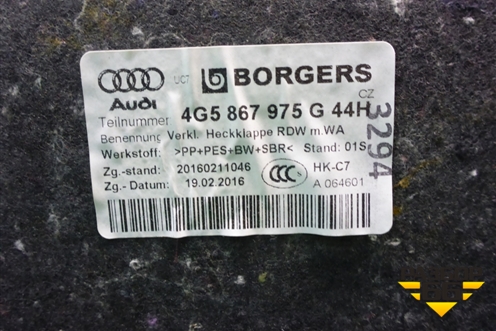 Обшивка крышки багажника (4G5867975G) для Audi A6 (C7) с 2011-2018г