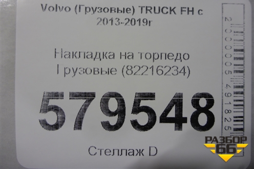 Накладка на торпедо  (82216234) для Volvo  TRUCK FH с 2013-2019г