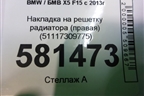 Накладка на решетку радиатора (правая) (51117309775) для BMW X5 F15 с 2013г