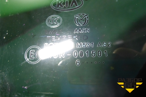 Стекло двери задней правой форточка (седан) для Kia Rio с 2005-2011г