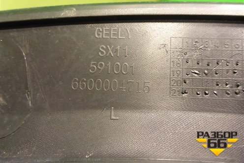 Накладка заднего крыла левого (6600004715) для Geely Coolray с 2019-2025г