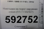 Накладка на порог наружная левая (51777332327) для BMW X1 F48 с 2014г