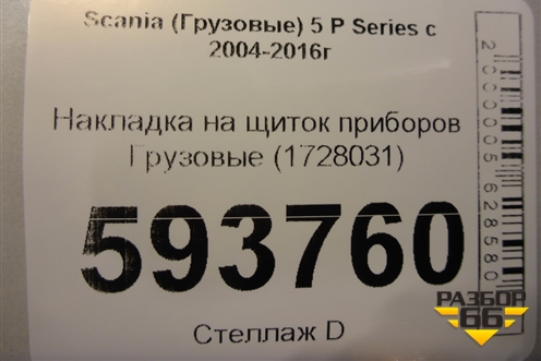 Накладка на щиток приборов  (1728031) для Scania  5 P Series с 2004-2016г