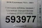 Накладка кабины правая  (продолжение кабины) (81615100408) для MAN  TGX с 2007г