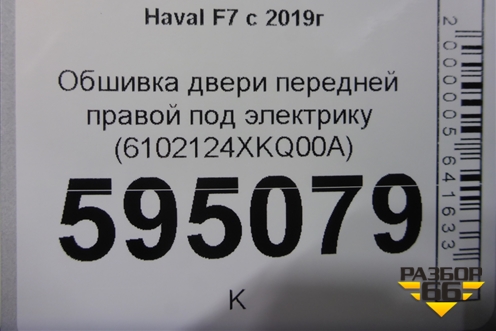 Обшивка двери передней правой под электрику (6102124XKQ00A) для Haval F7 с 2019г