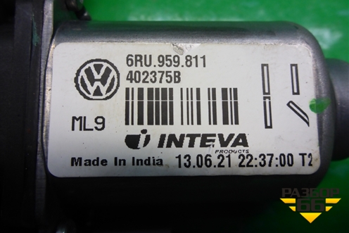 Моторчик стеклоподъёмника задний правый (6RU959811) для Volkswagen Polo (седан) с 2010г