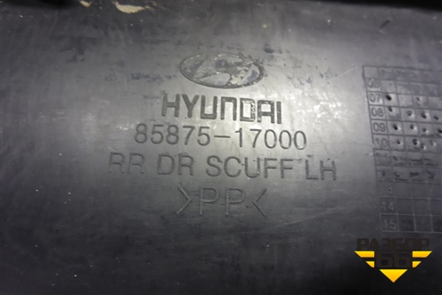 Накладка порога внутренняя заднего левого (8587517000) для Hyundai Matrix с 2001-2010г