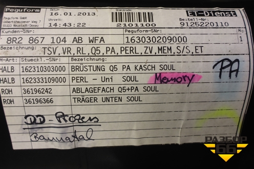 Обшивка двери передней правой под электрику (правый руль) (8R2867104AB) для Audi Q5 c 2008-2017г
