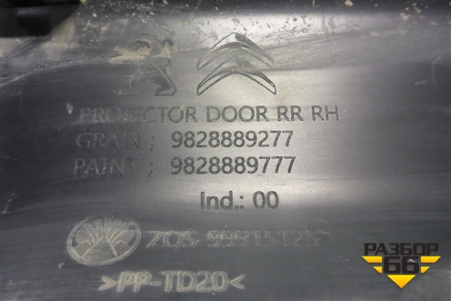 Накладка двери задней правой (9828889277) для Peugeot Traveller с 2016г