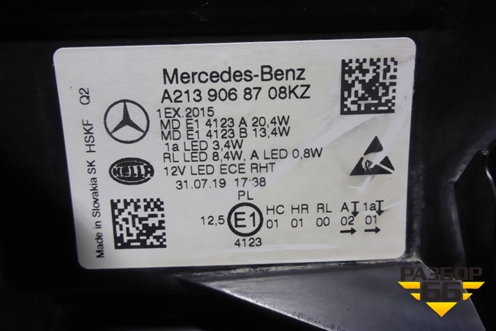 Фара левая (до 2020г Led без блока) (A2139068708) для Mercedes Benz E-Klass W213 с 2016г