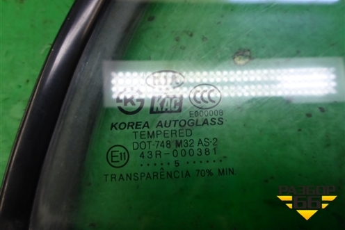 Стекло двери задней правой форточка (седан) для Kia Rio с 1999-2005г