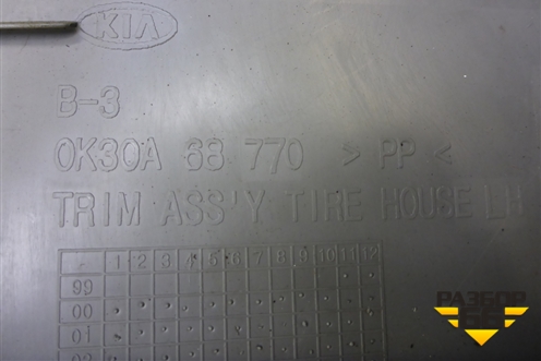 Обшивка стойки задняя нижняя левая (0K30A68770) для Kia Rio с 1999-2005г