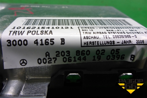 Подушка безопасности в дверь правая (задняя) (A2038600205) для Mercedes Benz CLS C219 с 2004-2010г