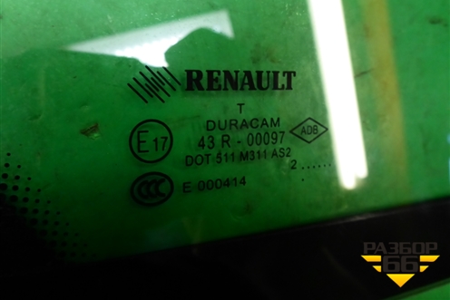 Стекло двери задней правой форточка для Renault Fluence с 2009-2017г