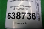 Заглушка ПТФ левая (8450006676) для VAZ Vesta/Веста с 2015г