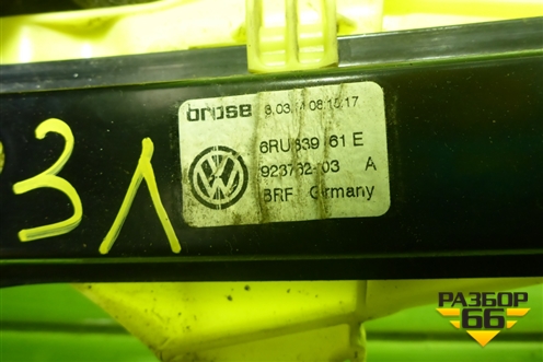 Стеклоподъёмник электрический задний левый (6RU839461E) для Volkswagen Polo (седан) с 2010г