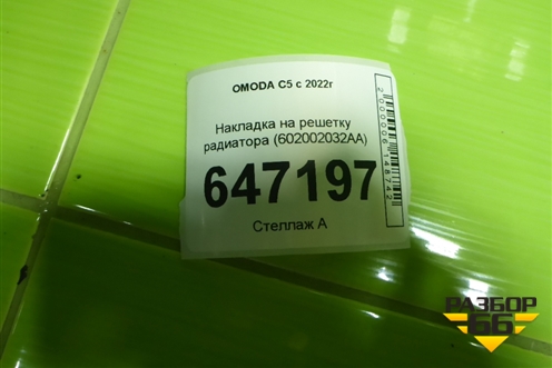 Накладка на решетку радиатора (602002032AA) для OMODA C5 с 2022г