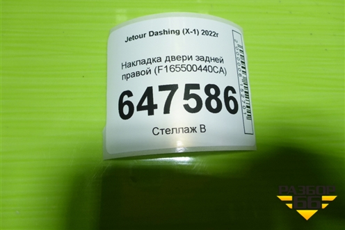Накладка двери задней правой (на рамку) (F165500440CA) для Jetour Dashing (X-1) 2022г