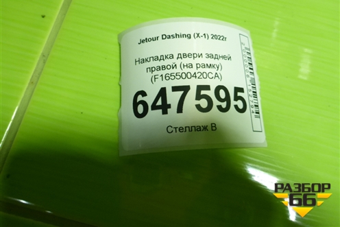 Накладка двери задней правой (на рамку) (F165500420CA) для Jetour Dashing (X-1) 2022г