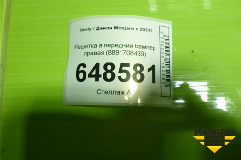 Решетка в передний бампер правая (8891708439) для Geely Monjaro с 2021г