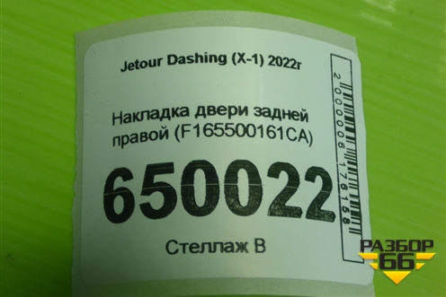 Накладка двери задней правой (F165500161CA) для Jetour Dashing (X-1) 2022г