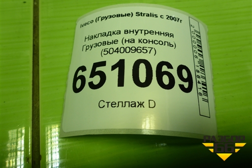 Накладка внутренняя  (на консоль) (504009657) для Iveco  Stralis с 2007г