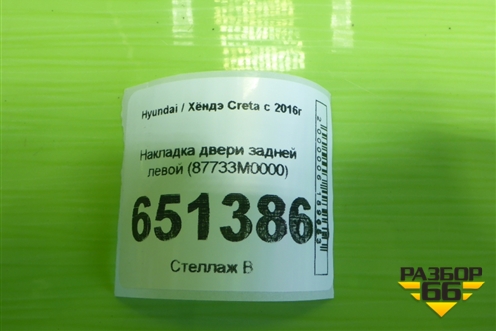 Накладка двери задней левой (87733M0000) для Hyundai Creta с 2016г