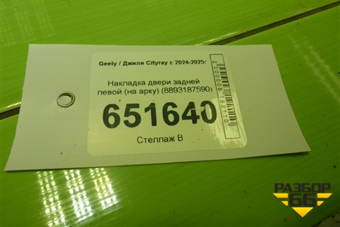 Накладка двери задней левой (на арку) (8893187590) для Geely Cityray с 2024-2025г (Ситирей)