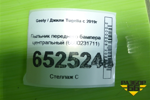 Пыльник переднего бампера центральный (6600231711) для Geely Tugella с 2019г
