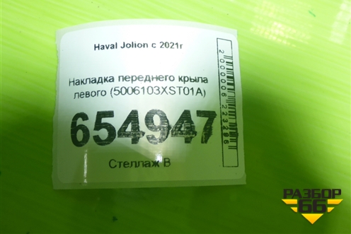 Накладка переднего крыла левого (5006103XST01A) для Haval Jolion с 2021г