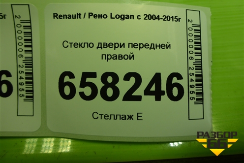 Стекло двери передней правой для Renault Logan с 2004-2015г