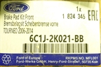 Колодки тормозные передние (новые) (1824346) для Ford Transit с 2006-2014г