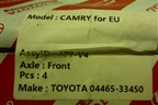 Колодки тормозные передние (новые) (0446533450) для Toyota Camry V40 с 2006-2011г